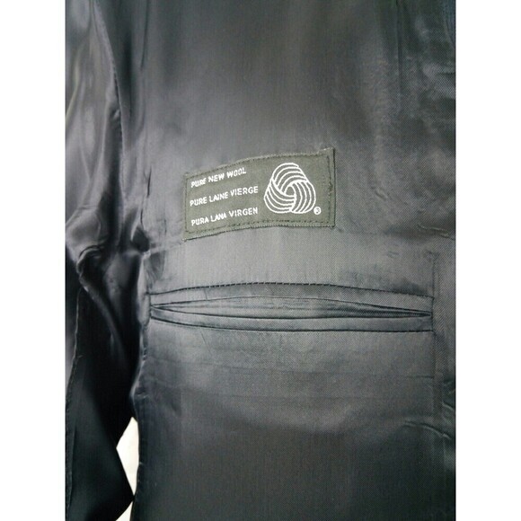 Kasper 44L Wool 3 Button Black Pinstripe 2pc Suit 36x29 Pleated - Picture 7 of 12